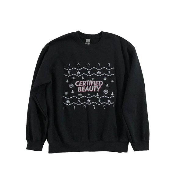 Gildan Hoodie Womens Size M Black Certified Beauty Pullover Sweatshirt - Picture 1 of 7